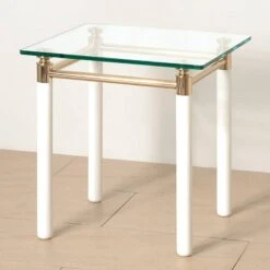 Table D'appoint Moselle IV 8 Table D'appoint Moselle IV -Wenko Soldes Boutique beistelltisch moselle iv stahl massivholz vergoldet hochglanz weiss 1427639