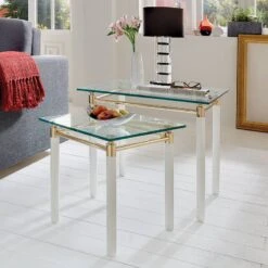 Table D'appoint Moselle IV 11 Table D'appoint Moselle IV -Wenko Soldes Boutique beistelltisch moselle iv stahl massivholz vergoldet hochglanz weiss 1427646