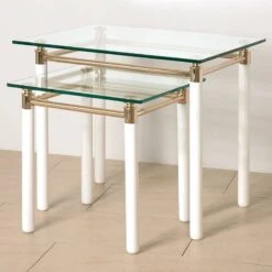 Table D'appoint Moselle IV 12 Table D'appoint Moselle IV -Wenko Soldes Boutique beistelltisch moselle iv stahl massivholz vergoldet hochglanz weiss 1427655