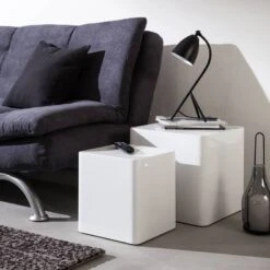 Tables D’appoint Square (lot De 2) -Wenko Soldes Boutique beistelltisch square 2er set hochglanz weiss 4256120