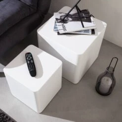 Tables D’appoint Square (lot De 2) -Wenko Soldes Boutique beistelltisch square 2er set hochglanz weiss 4256124