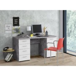 Bureau Blanc 4 Tiroirs 1 Porte - ALVIN -Wenko Soldes Boutique c10d02e396c147629a8699f6f7c6b3e4
