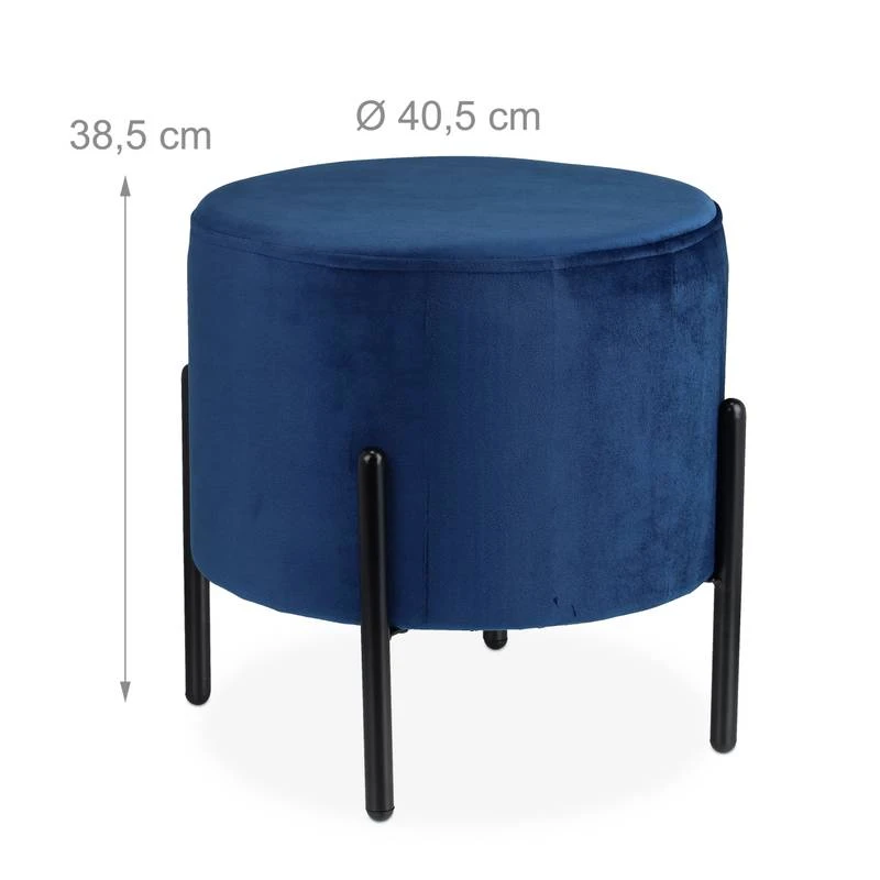 Tabouret En Velours Bleu 8 Tabouret En Velours Bleu – Image 8