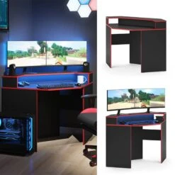 Bureau D'angle Kron Noir/rouge -Wenko Soldes Boutique caccc8536c2946b99f3e8d5a1e050a31