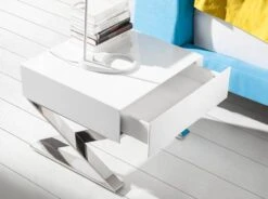 Table De Chevet En Bois Blanc Et Acier -Wenko Soldes Boutique cb9fc00603c74110a2ed4ea9f51745ce