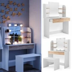 Coiffeuse Charlotte Noir, Banc & LED -Wenko Soldes Boutique d640d3e666e54dabbd85df4f3a51060d