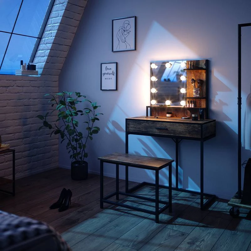 Coiffeuse Fyrk Avec Banc Et LED 2 Coiffeuse Fyrk Avec Banc Et LED – Image 2