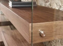 Étagère En Bois Couleur Noyer Et Verre -Wenko Soldes Boutique dd4e56cb63cd451c8b4a4bcf4d86565c