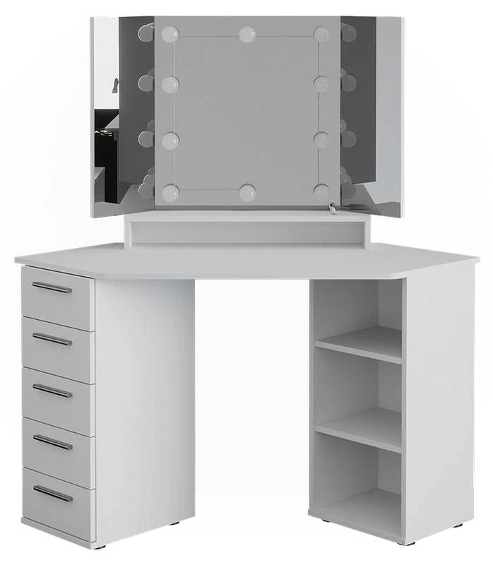 Coiffeuse D'angle Sofia Blanc & Tabouret 1 Coiffeuse D'angle Sofia Blanc & Tabouret