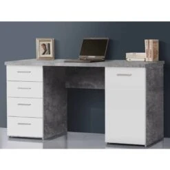 Bureau Blanc 4 Tiroirs 1 Porte - ALVIN -Wenko Soldes Boutique e2943bff1a424e86a9556b24169a898a