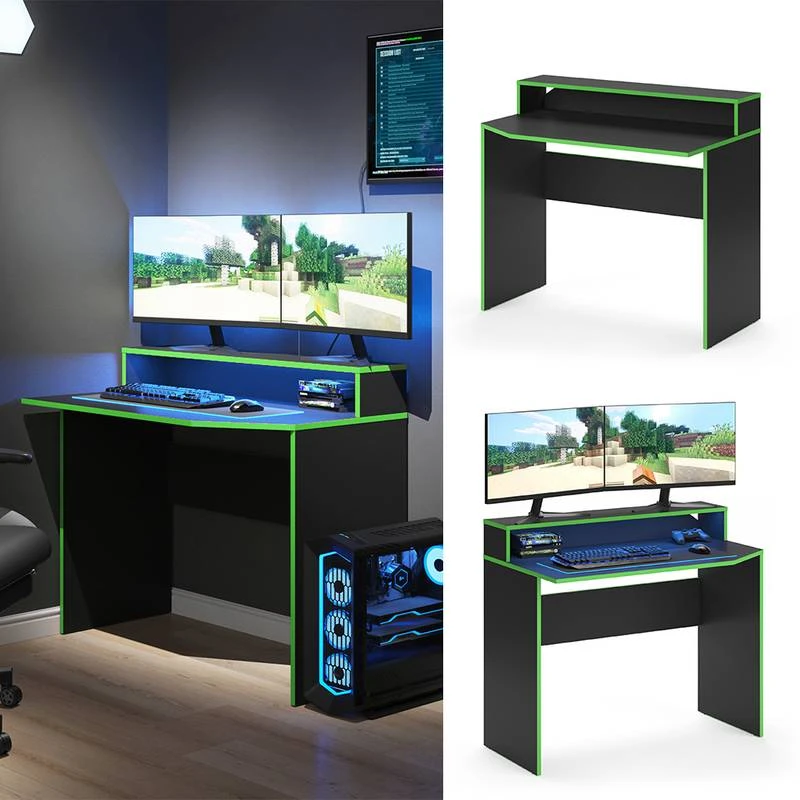 Bureau Ordinateur Kron 100cm Noir/vert 3 Bureau Ordinateur Kron 100cm Noir/vert – Image 3
