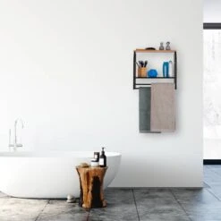 Étagère Murale Avec Porte-serviette Noir -Wenko Soldes Boutique ec0d86e9fbd84ecfa2ca618dc1790ae5