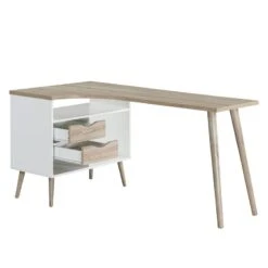 Bureau D'angle Sunndal 12 Bureau D'angle Sunndal -Wenko Soldes Boutique eckschreibtisch sunndal gummibaum teilmassiv eiche dekor weiss 4753628