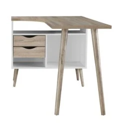 Bureau D'angle Sunndal 11 Bureau D'angle Sunndal -Wenko Soldes Boutique eckschreibtisch sunndal gummibaum teilmassiv eiche dekor weiss 4753640