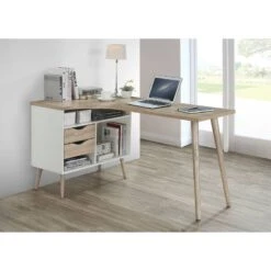 Bureau D'angle Sunndal 10 Bureau D'angle Sunndal -Wenko Soldes Boutique eckschreibtisch sunndal gummibaum teilmassiv eiche dekor weiss 4753644