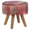 Pouf 38x36cm Rouge En Tissu