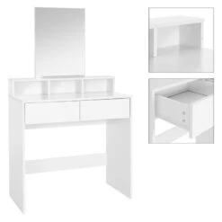 Coiffeuse + Miroir 80x40x140cm Blanc -Wenko Soldes Boutique f1e2938dabca497e89202634893ac52b