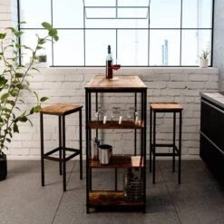 Table De Bar Fyrk Vieux Bois/noir -Wenko Soldes Boutique fbfb2a4be88c43fb86c08e1bf7770b38