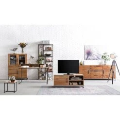 Étagère Woodson III -Wenko Soldes Boutique highboard woodson akazie massiv eisen akazie hellbraun 4713228