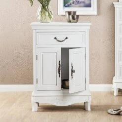 Commode Belleville -Wenko Soldes Boutique kommode belleville mit 1 schublade und 2 tueren weiss 389661