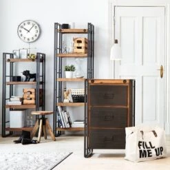 Etagère Manchester -Wenko Soldes Boutique regal manchester i akazie massiv metall 4873020