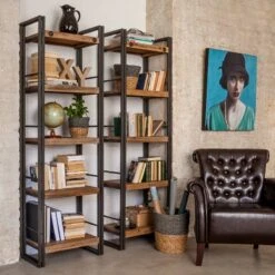 Etagère Manchester -Wenko Soldes Boutique regal manchester i akazie massiv metall 4873048