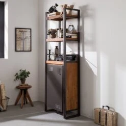 Étagère MANCHESTER 2 Rangements 1 Porte -Wenko Soldes Boutique regal manchester v akazie massiv metall akazie anthrazit 4877308