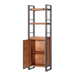 Étagère MANCHESTER 2 Rangements 1 Porte -Wenko Soldes Boutique regal manchester v akazie massiv metall akazie anthrazit 4877312