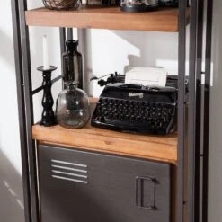 Étagère MANCHESTER 2 Rangements 1 Porte -Wenko Soldes Boutique regal manchester v akazie massiv metall akazie anthrazit 4877320