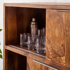 Étagère à Portes Coulissantes TRANGLE -Wenko Soldes Boutique schiebetuerenregal trangle sheesham massiv 676046