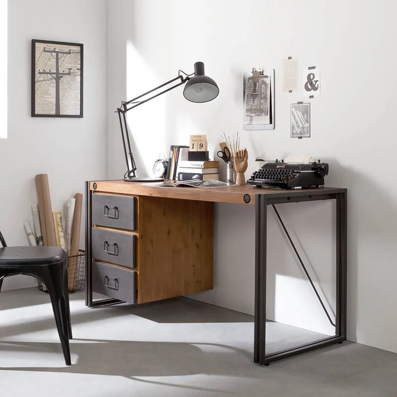 Bureau MANCHESTER 3 Tiroirs 2 Bureau MANCHESTER 3 Tiroirs – Image 2