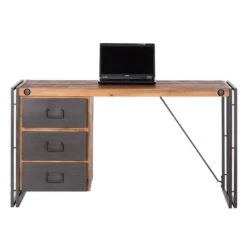 Bureau MANCHESTER 3 Tiroirs 11 Bureau MANCHESTER 3 Tiroirs -Wenko Soldes Boutique schreibtisch manchester iii akazie teilmassiv metall 4875520