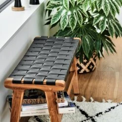 Banquette Bourbourg 10 Banquette Bourbourg -Wenko Soldes Boutique sitzbank cryon echtleder teak massiv schwarz braun 4702856