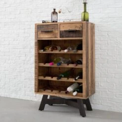 Range-bouteilles Tamati -Wenko Soldes Boutique weinregal tamati altholz pinie metall pinie dunkel schwarz 4920712